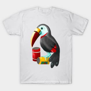 Punny Toucan Bird on Two Cans T-Shirt